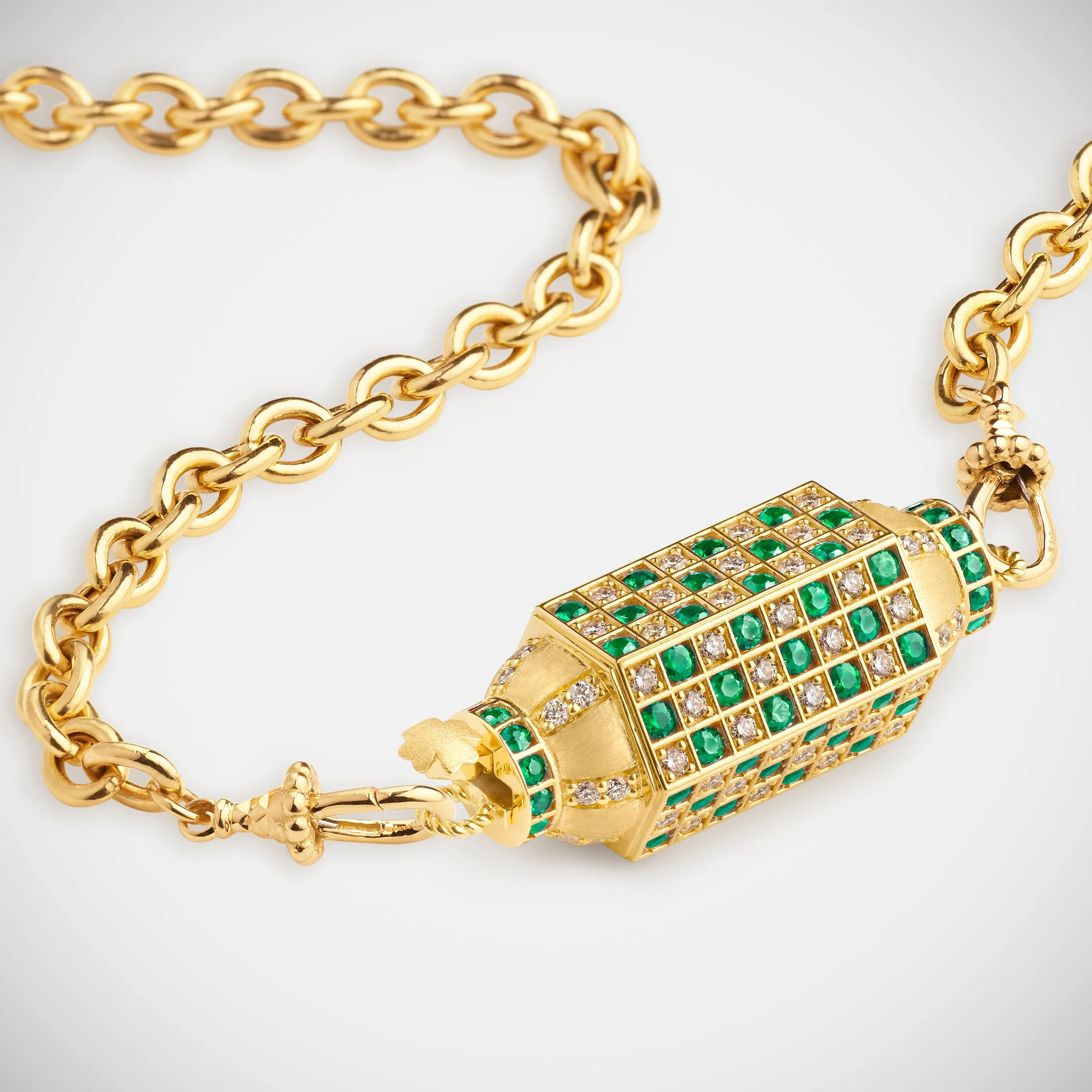 Check Emerald Locket on Rosa Classic Chain