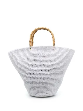 CHICA Corolla woven top-handle bag White