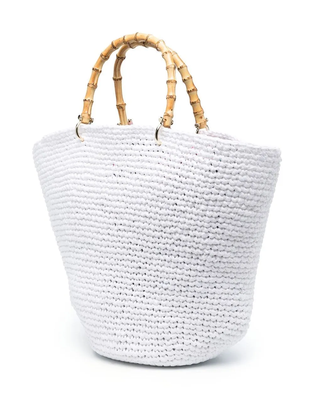 CHICA Corolla woven top-handle bag White