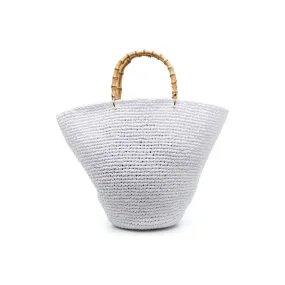 CHICA Corolla woven top-handle bag White