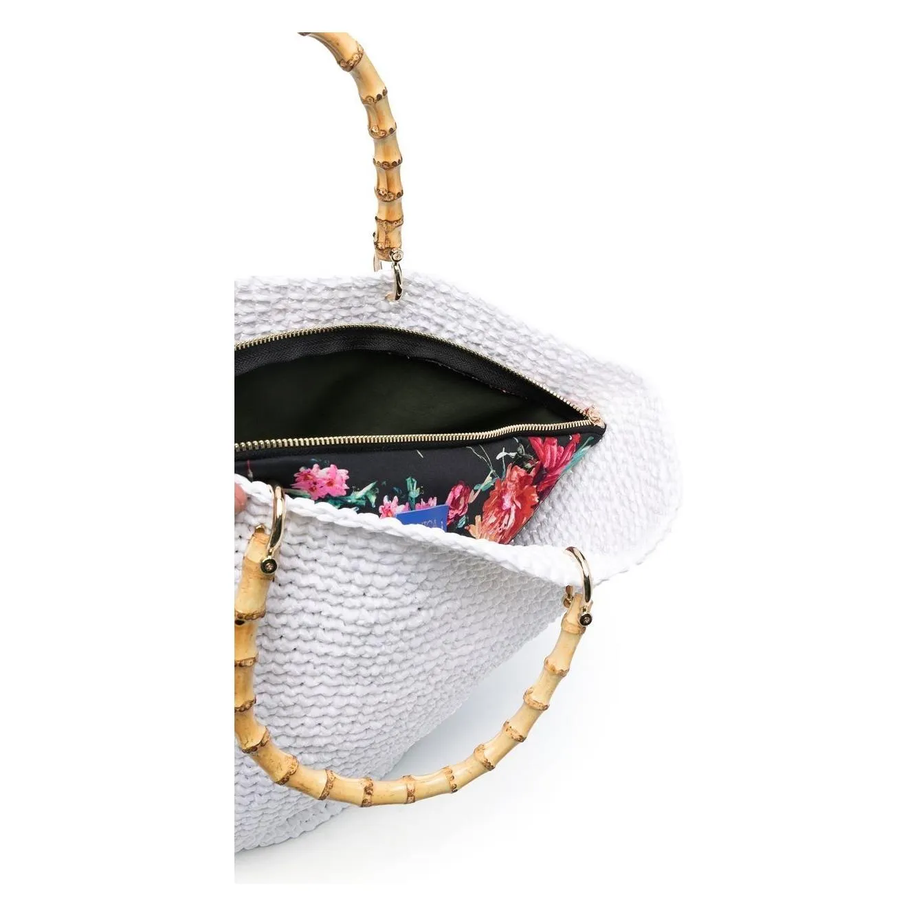 CHICA Corolla woven top-handle bag White