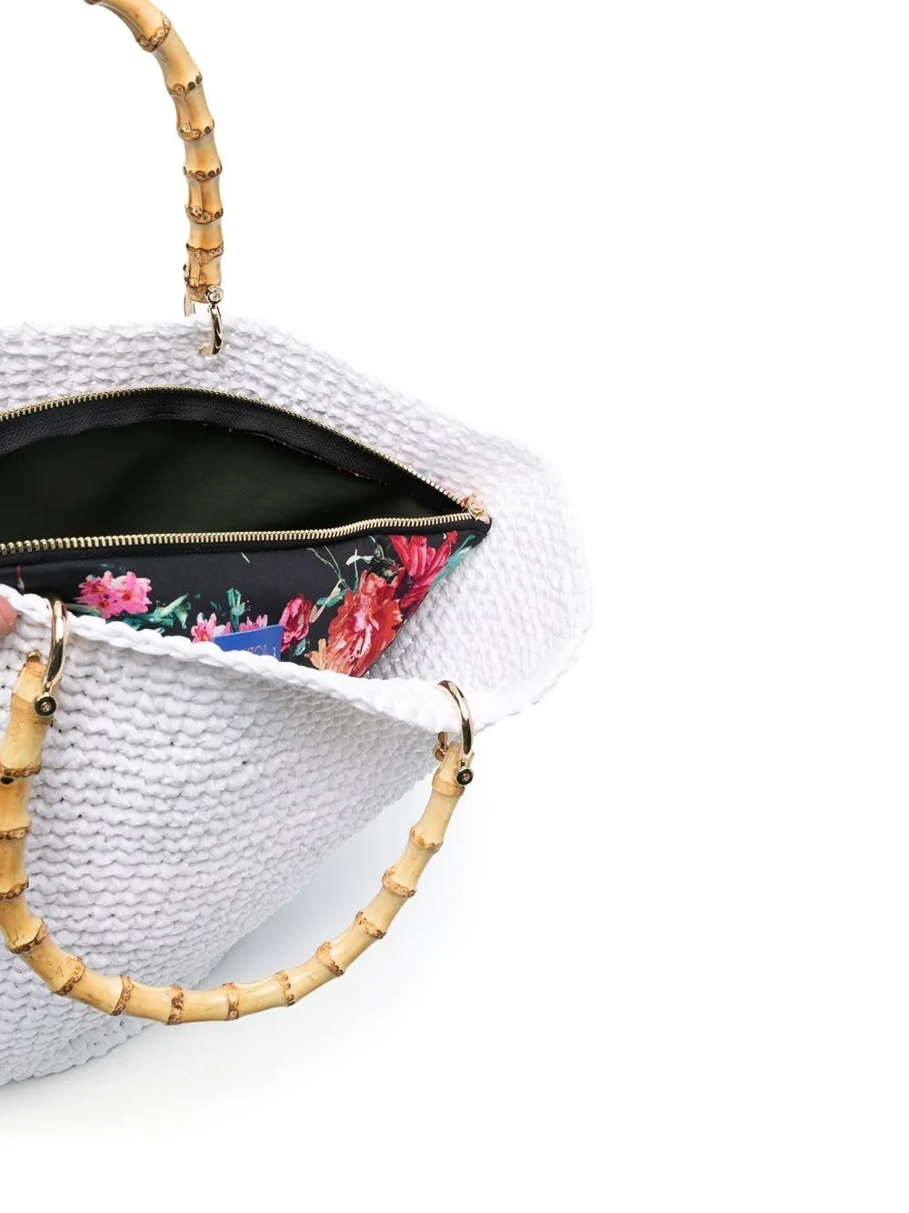 CHICA Corolla woven top-handle bag White