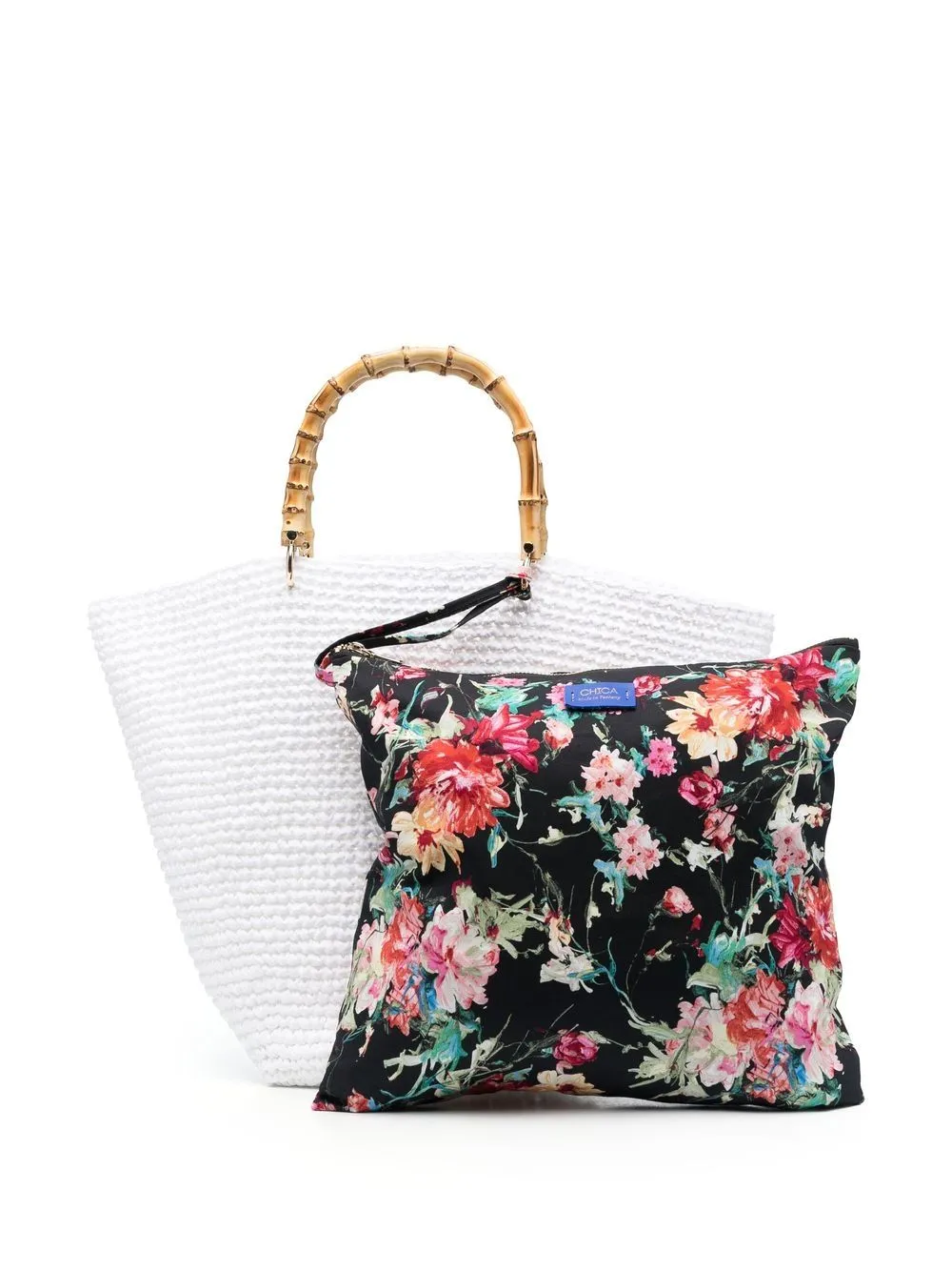 CHICA Corolla woven top-handle bag White