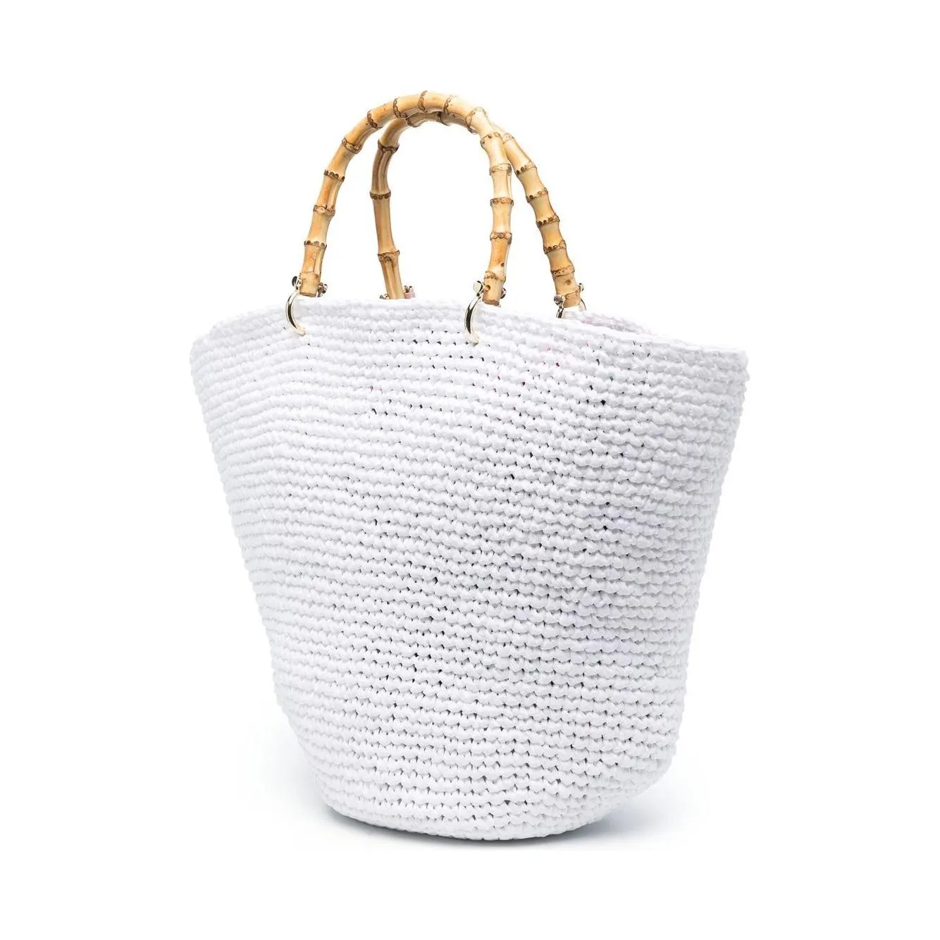 CHICA Corolla woven top-handle bag White