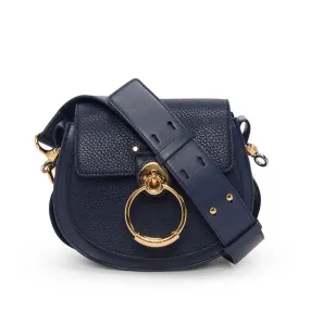 Chloe Blue Calfskin Small Tess Shoulder Bag