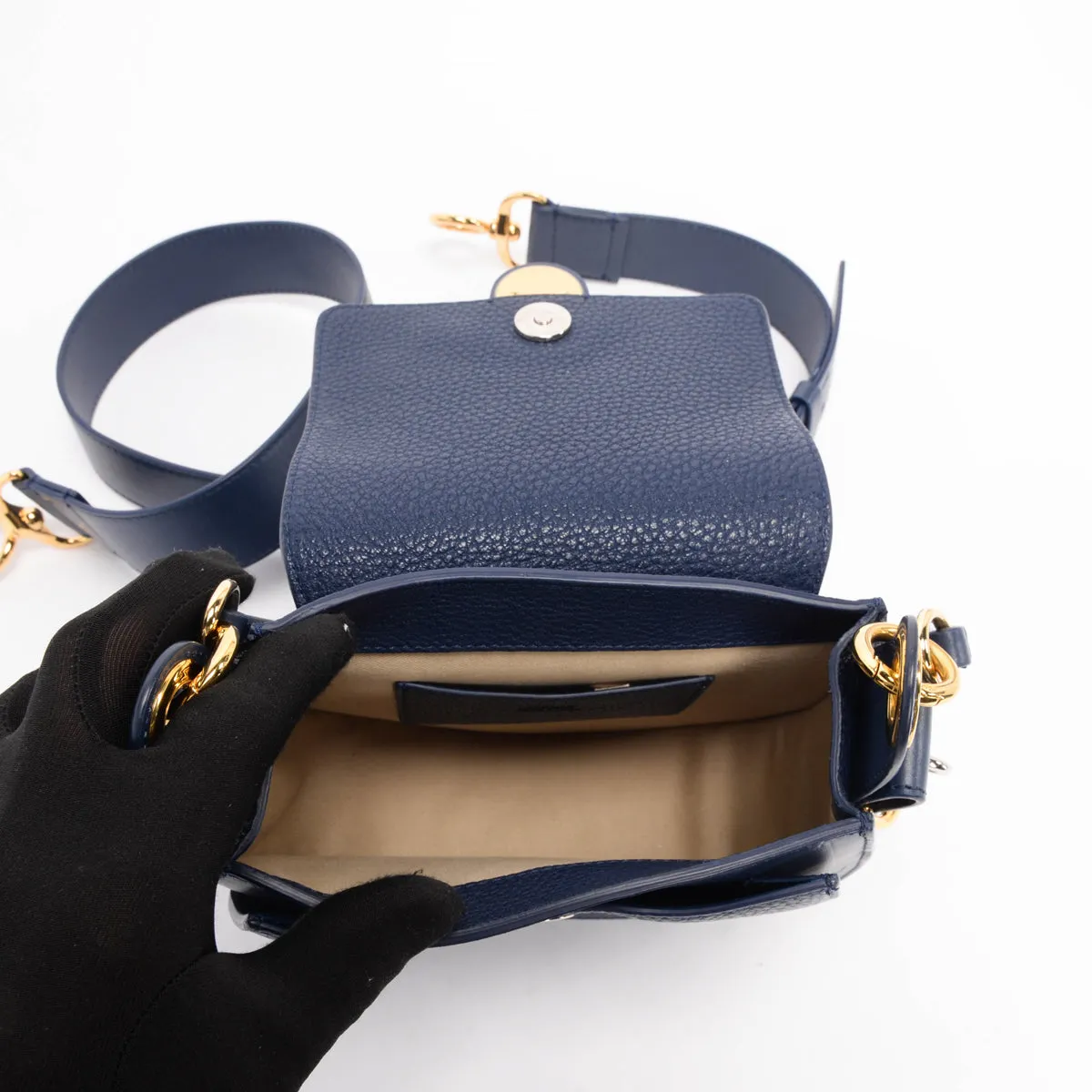 Chloe Blue Calfskin Small Tess Shoulder Bag