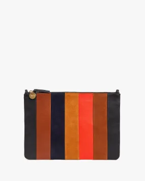 Clare V - Flat Clutch w/ Tabs in Suede & Nappa Multi Patchwork