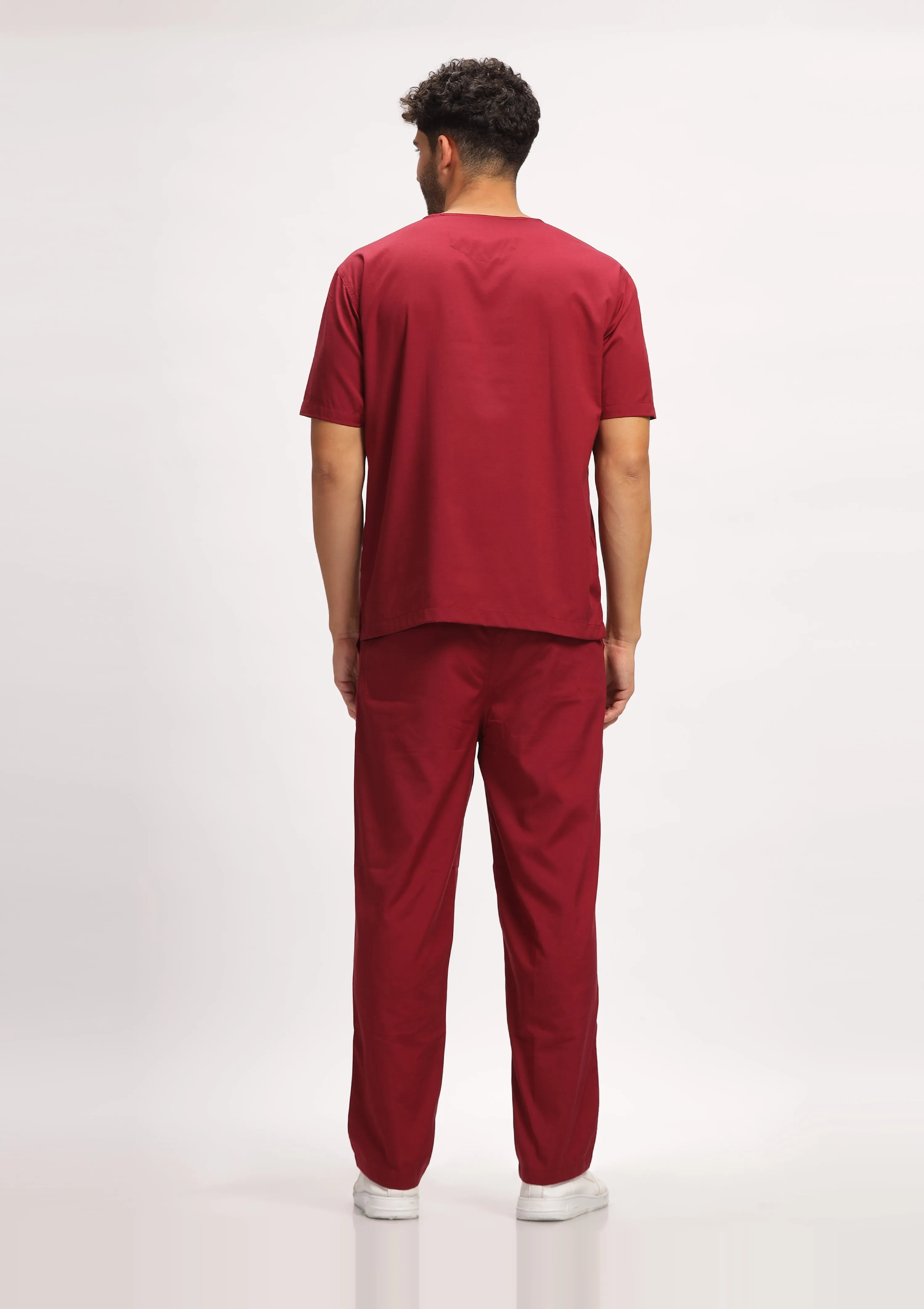 Classic Men's V-neck (Maroon) Scrub - Bundle Set