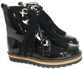 Confetti Black Patent Tassel Boot