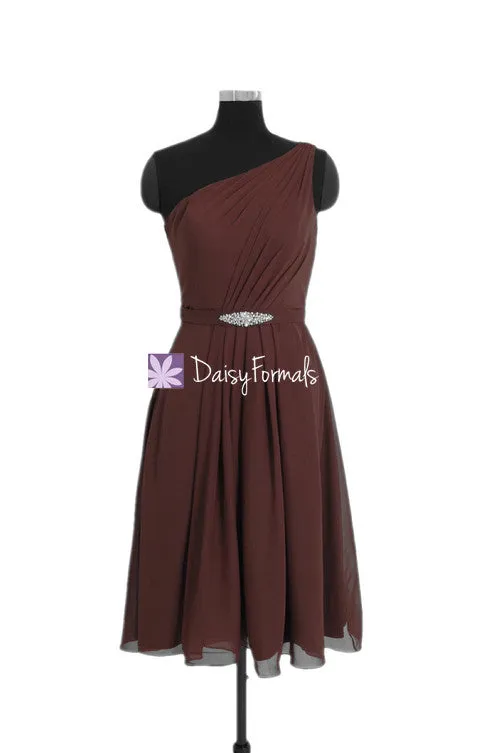 Dark Currant One Shoulder Formal Bridesmaid Dress Mulberry Party Dress (BM11143)