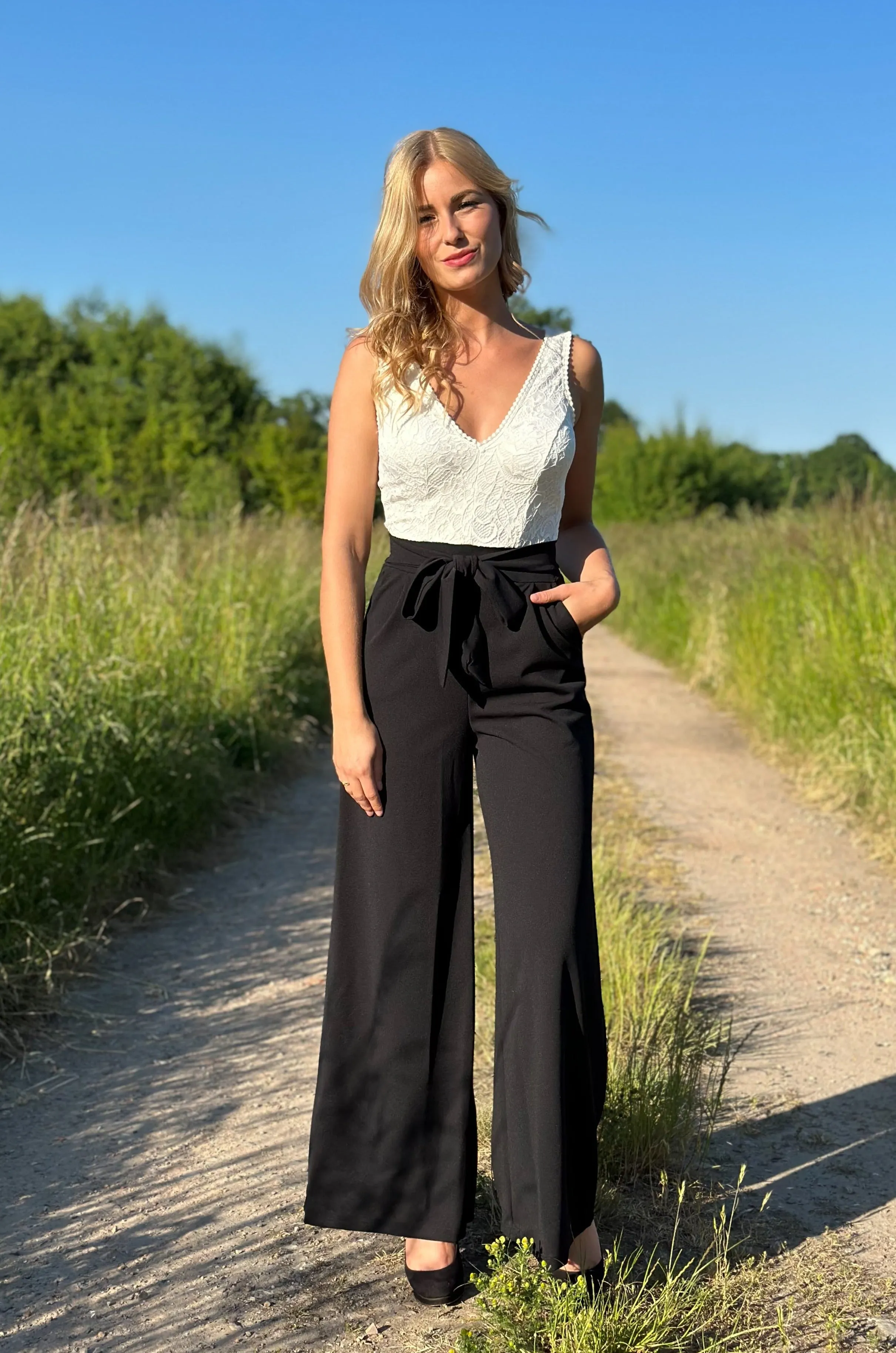 Dashing Jumpsuit - White & Black