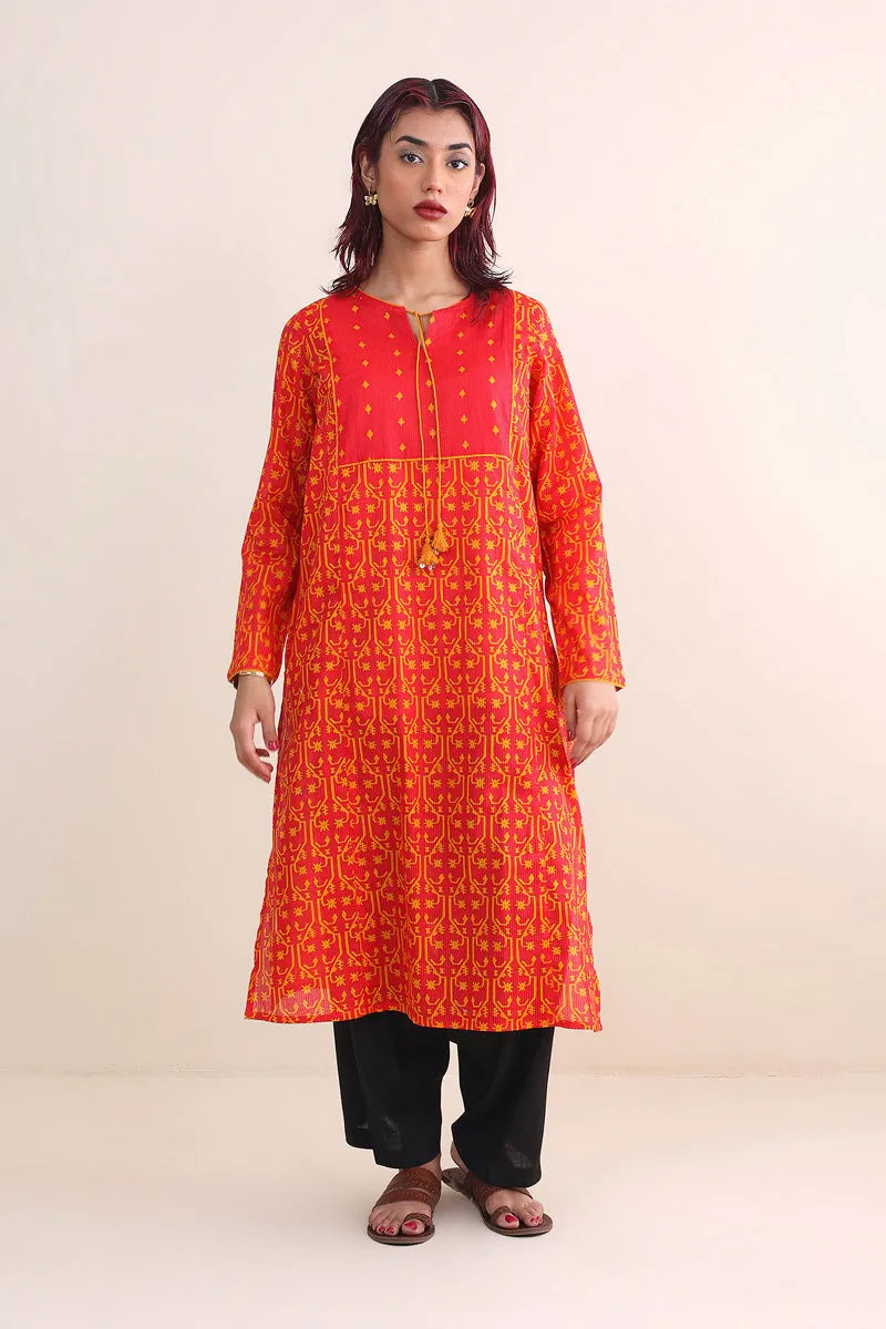 Dhakai Print Blocked Kurta