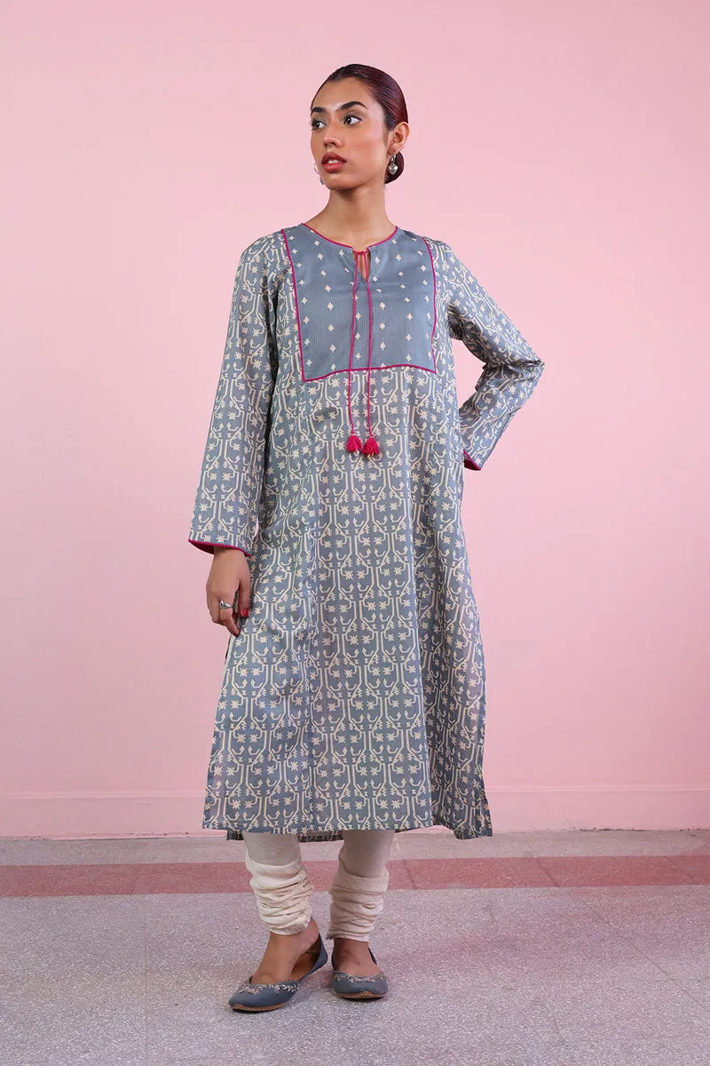 Dhakai Print Blocked Kurta