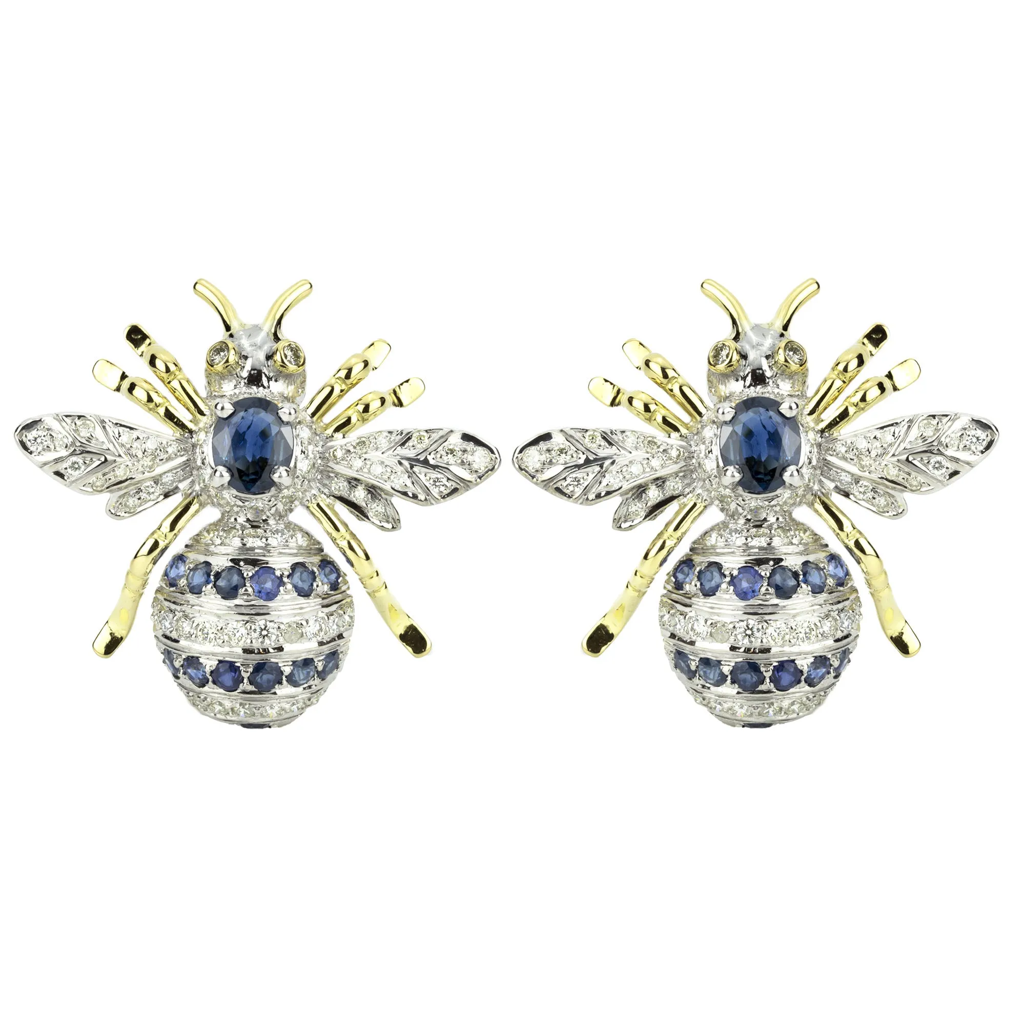 Earrings - Blue Sapphire & Diamond