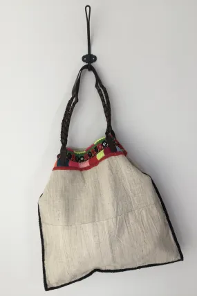 EMBROIDERED HEMP TOTE BAG ANN