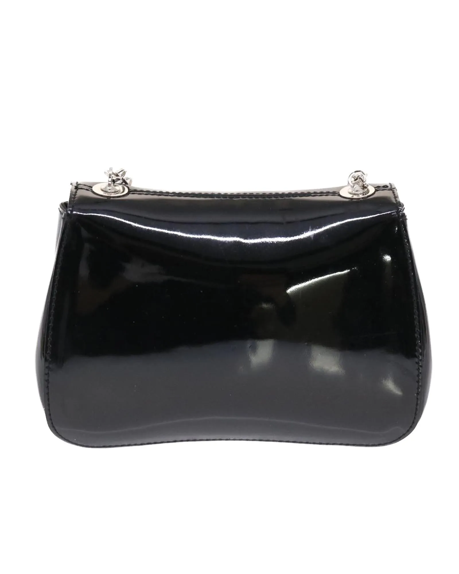 Enamel Black Gancini Chain Shoulder Bag - Authentic