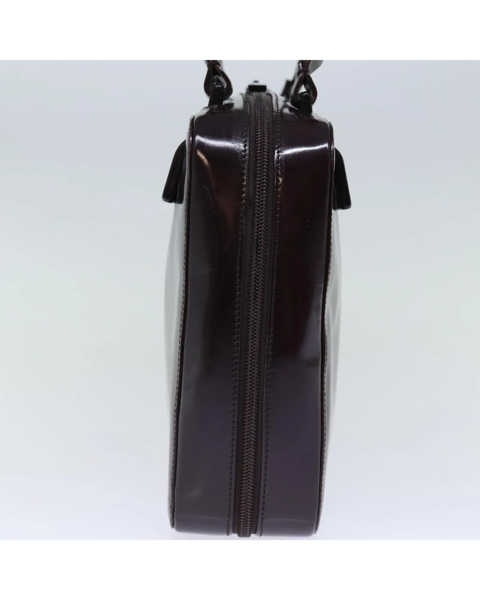 Enamel Bordeaux Shoulder Bag with Double Straps and Gold Hardware