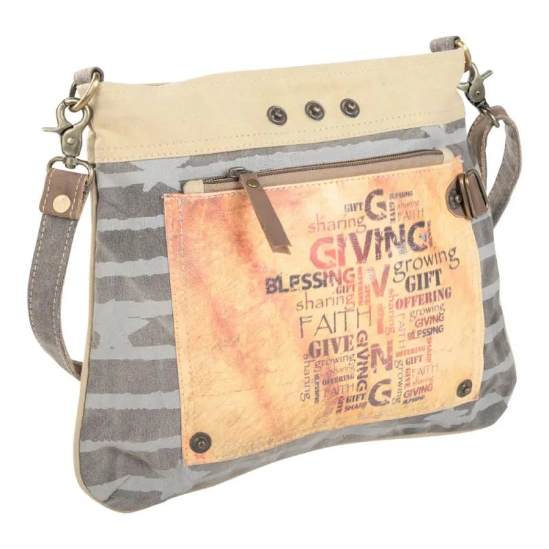 Giving Blessings Growing Double Zipper Shoulder Crossbody Bag