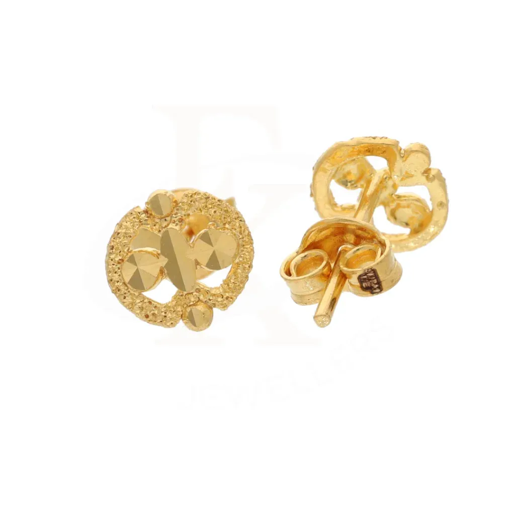 Gold Classic Design Floral Earrings 21KT - FKJERN21KM8471