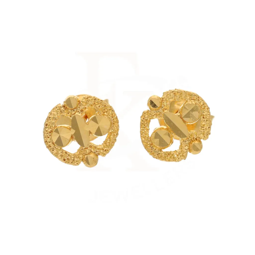 Gold Classic Design Floral Earrings 21KT - FKJERN21KM8471