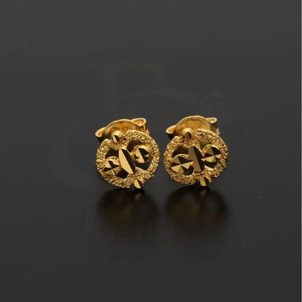 Gold Classic Design Floral Earrings 21KT - FKJERN21KM8471