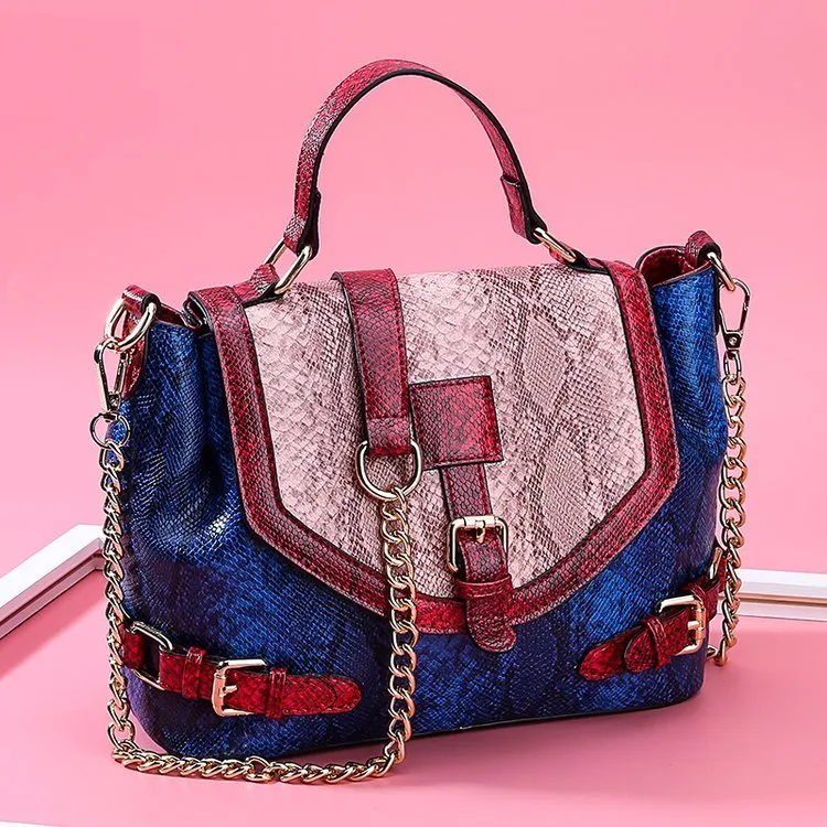 Handbags Luxury Snake Serpentine Shoulder Bag Tote Patchwork