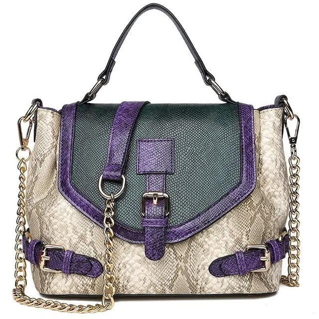 Handbags Luxury Snake Serpentine Shoulder Bag Tote Patchwork