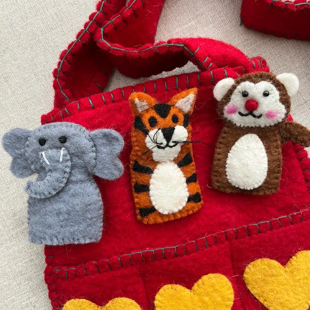 Handmade Puppet Bag - Wild Animals A - Fairtrade