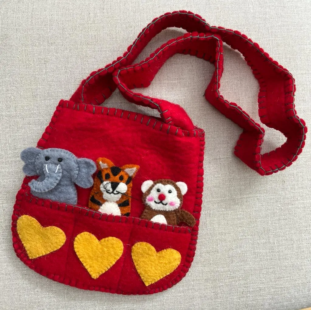 Handmade Puppet Bag - Wild Animals A - Fairtrade