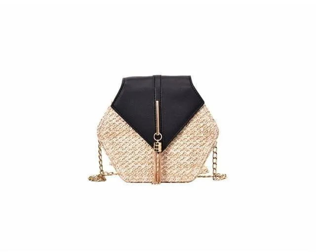 Hexagon Mulit Style Straw leather Handbag Women