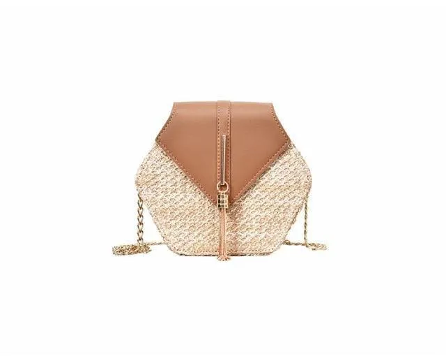 Hexagon Mulit Style Straw leather Handbag Women