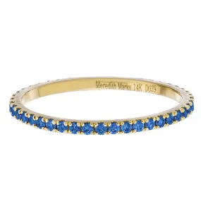 Josephine Band Yellow Gold Blue Diamonds 1mm