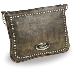 Ladies Chain Strap Riveted Shoulder Bag w/ Gun Pocket