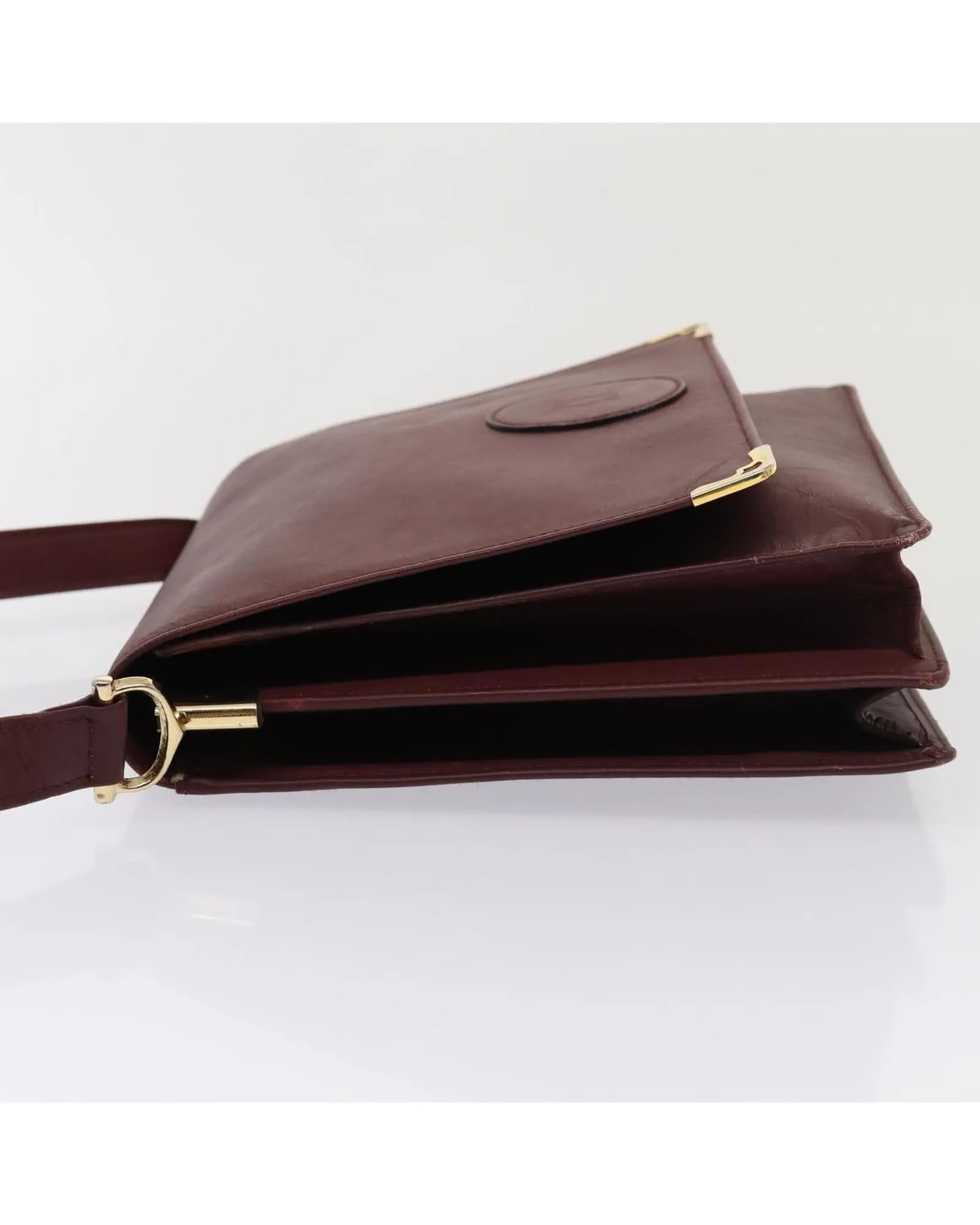 Leather Bordeaux Shoulder Bag by Cartier