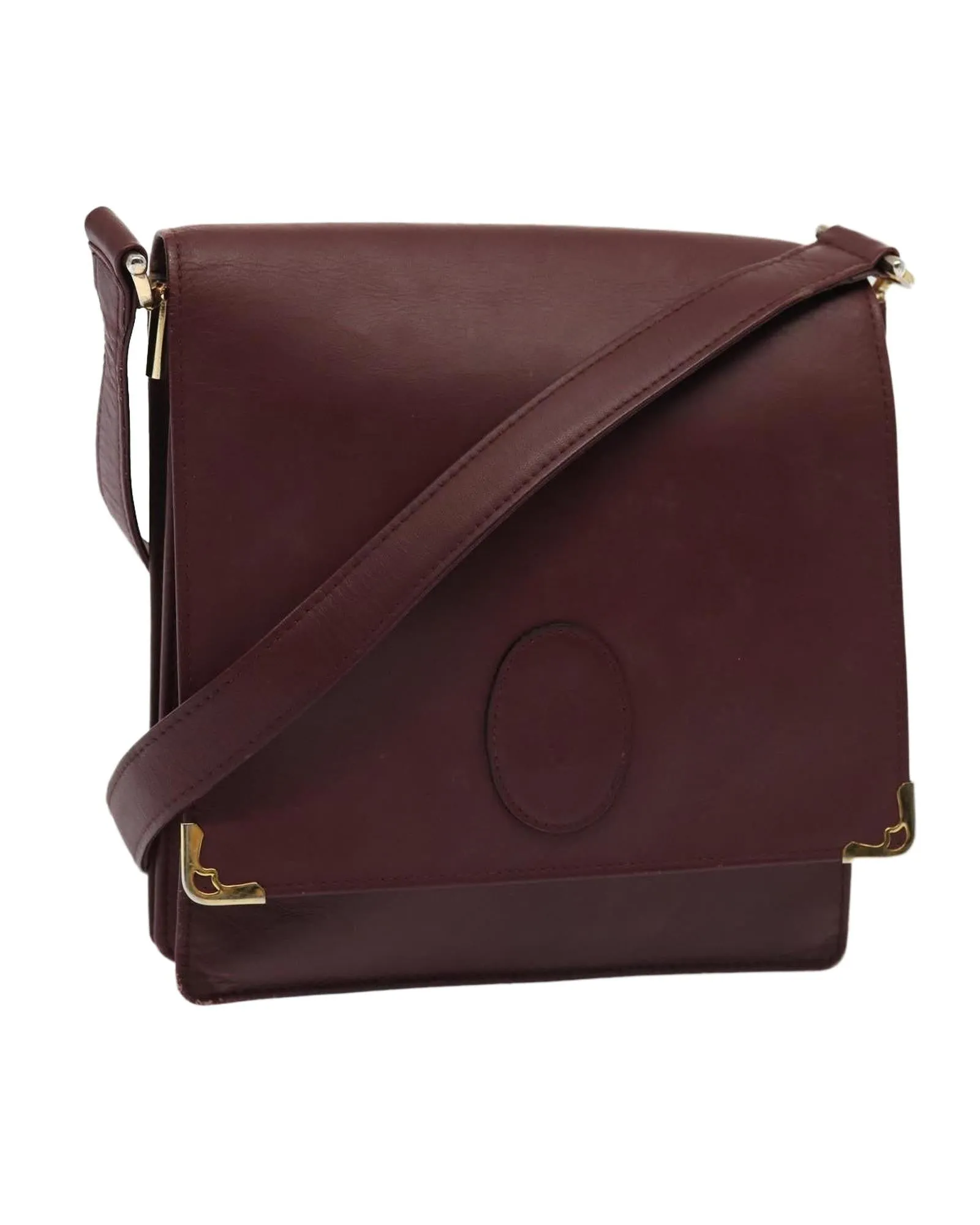 Leather Bordeaux Shoulder Bag by Cartier