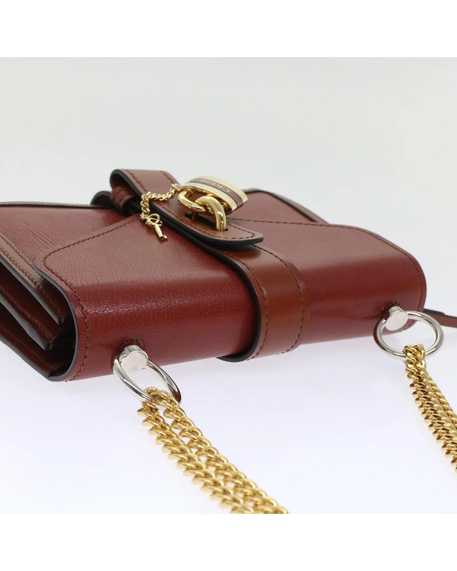 Leather Chain Shoulder Bag with Dust Bag and Key