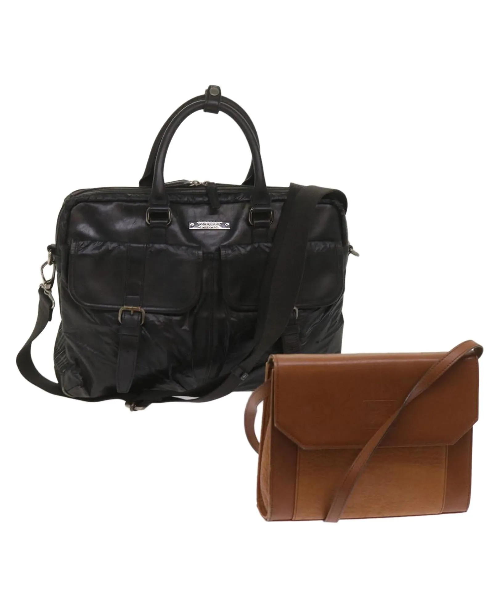 Leather Shoulder Bag Set with Authenticity - Dual Tone