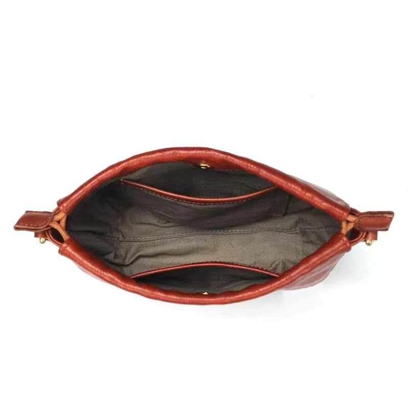 Literary Design Vegetable Tanned Leather Shell Bag Women's Crossbody Bag