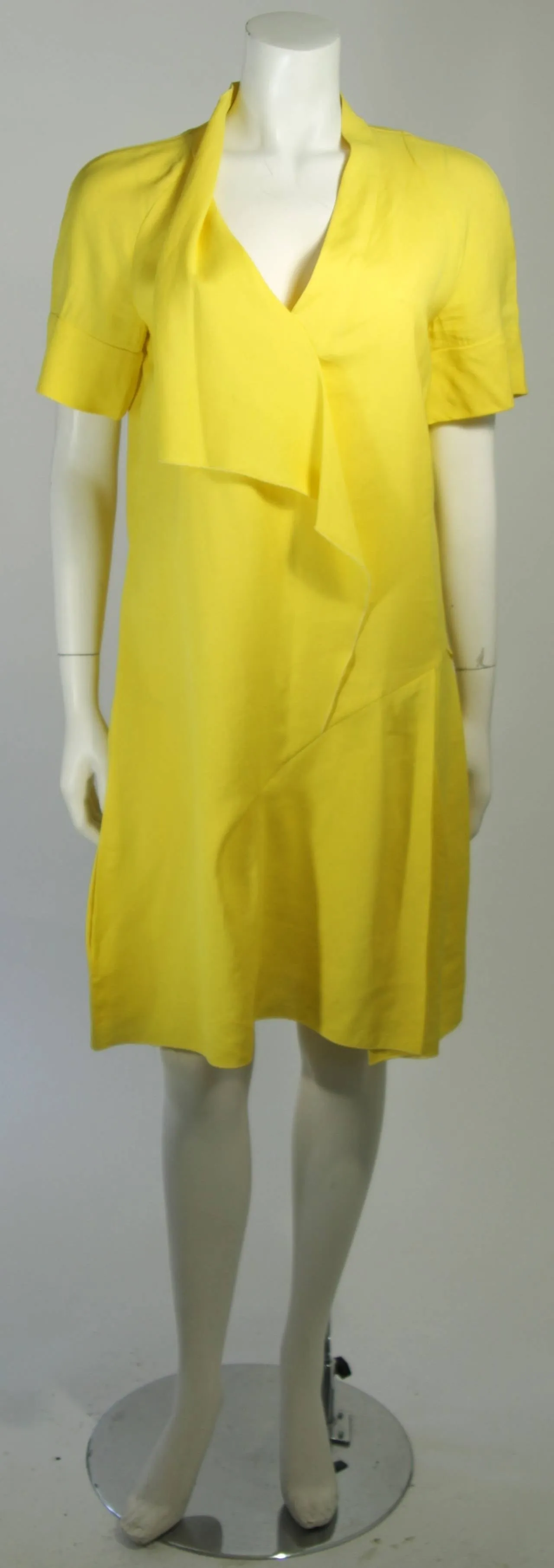 MARNI Draped Yellow Linen Day Dress Size 6