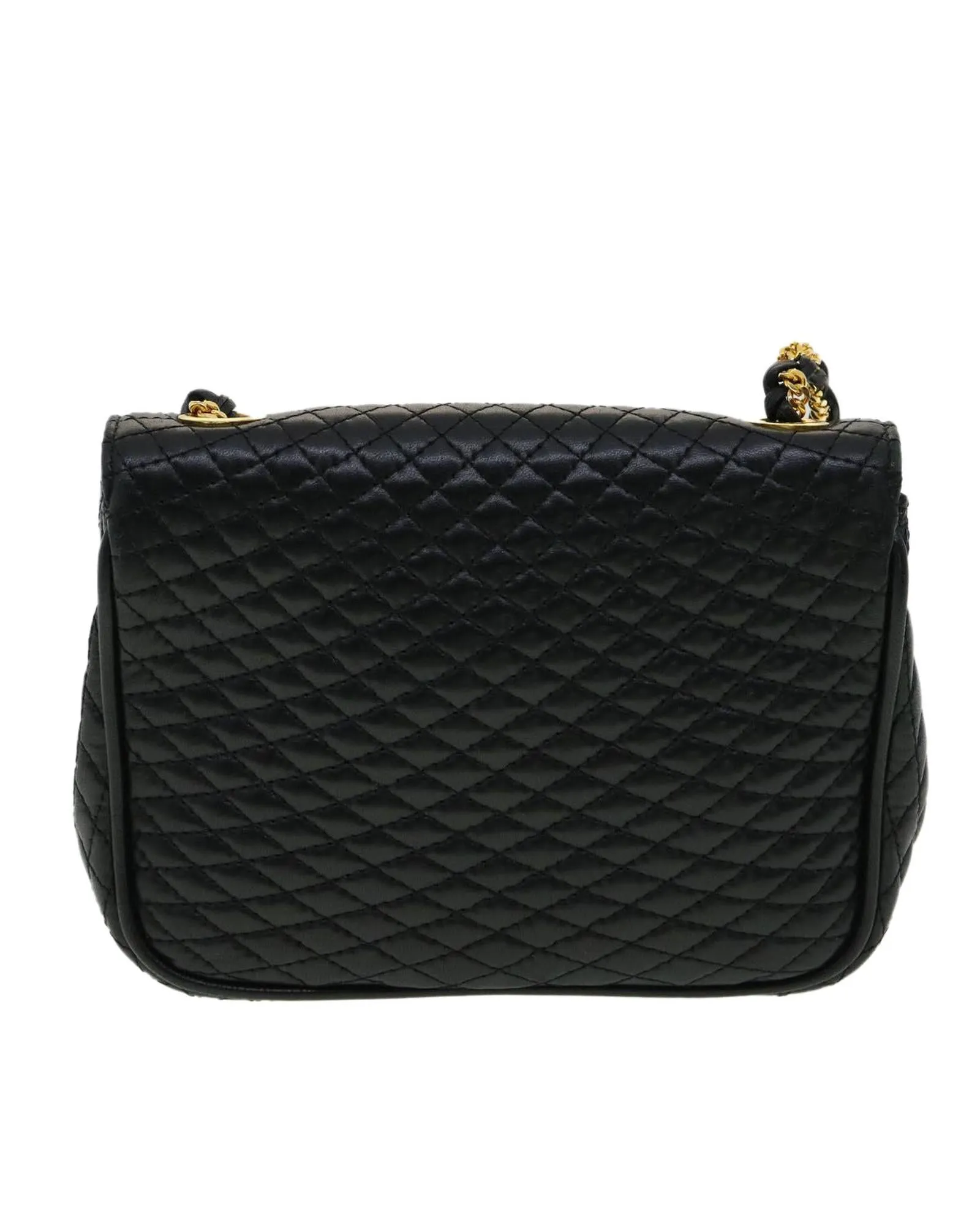 Matelasse Chain Shoulder Bag Leather Black