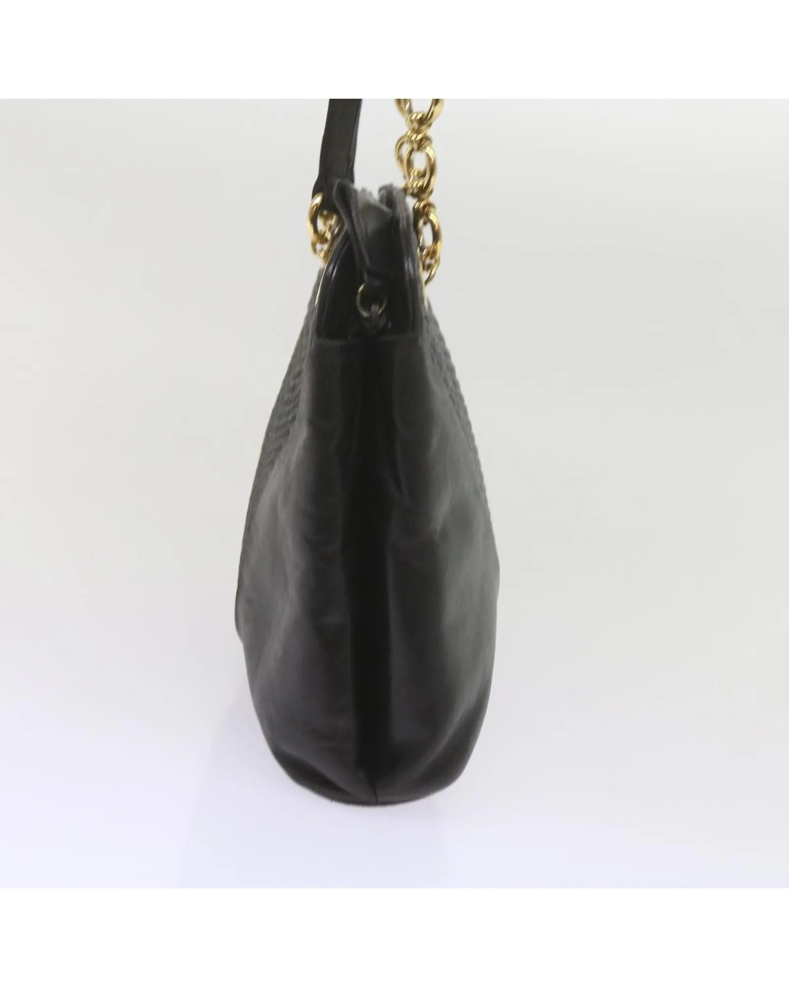 Matelasse Leather Shoulder Bag in Black