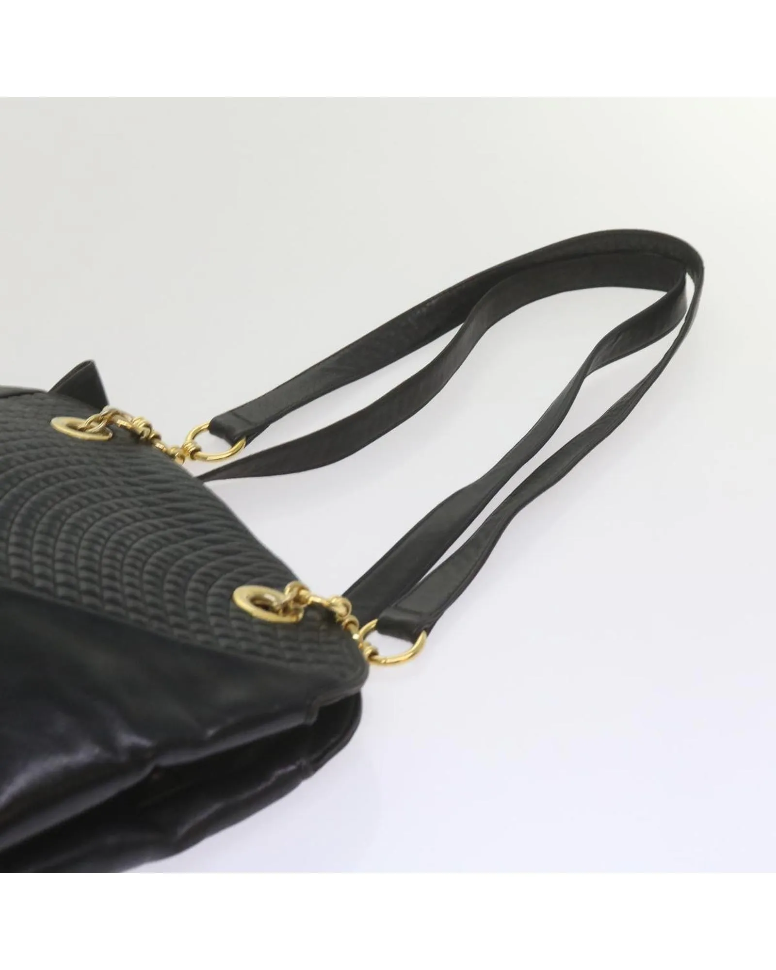 Matelasse Leather Shoulder Bag in Black