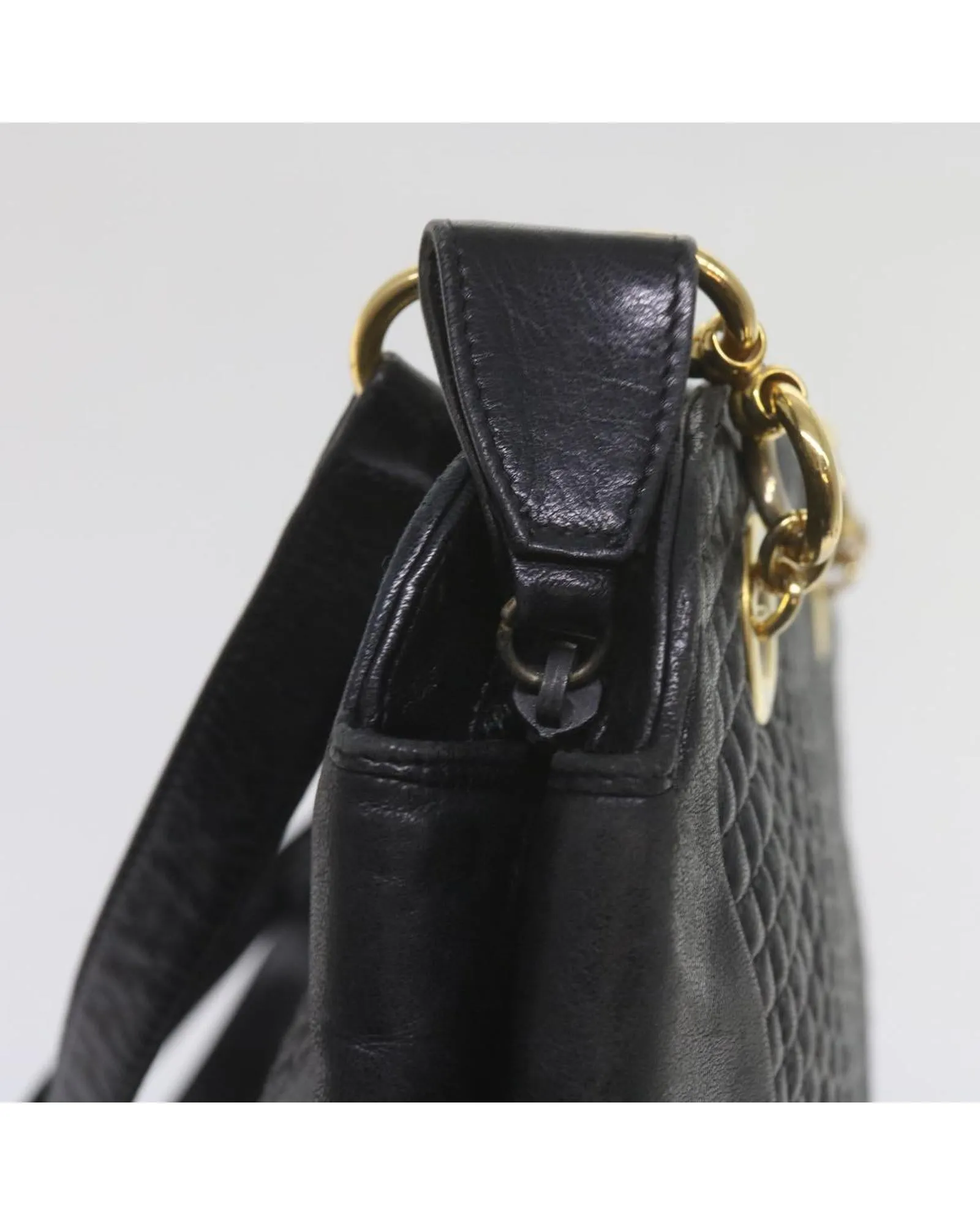 Matelasse Leather Shoulder Bag in Black