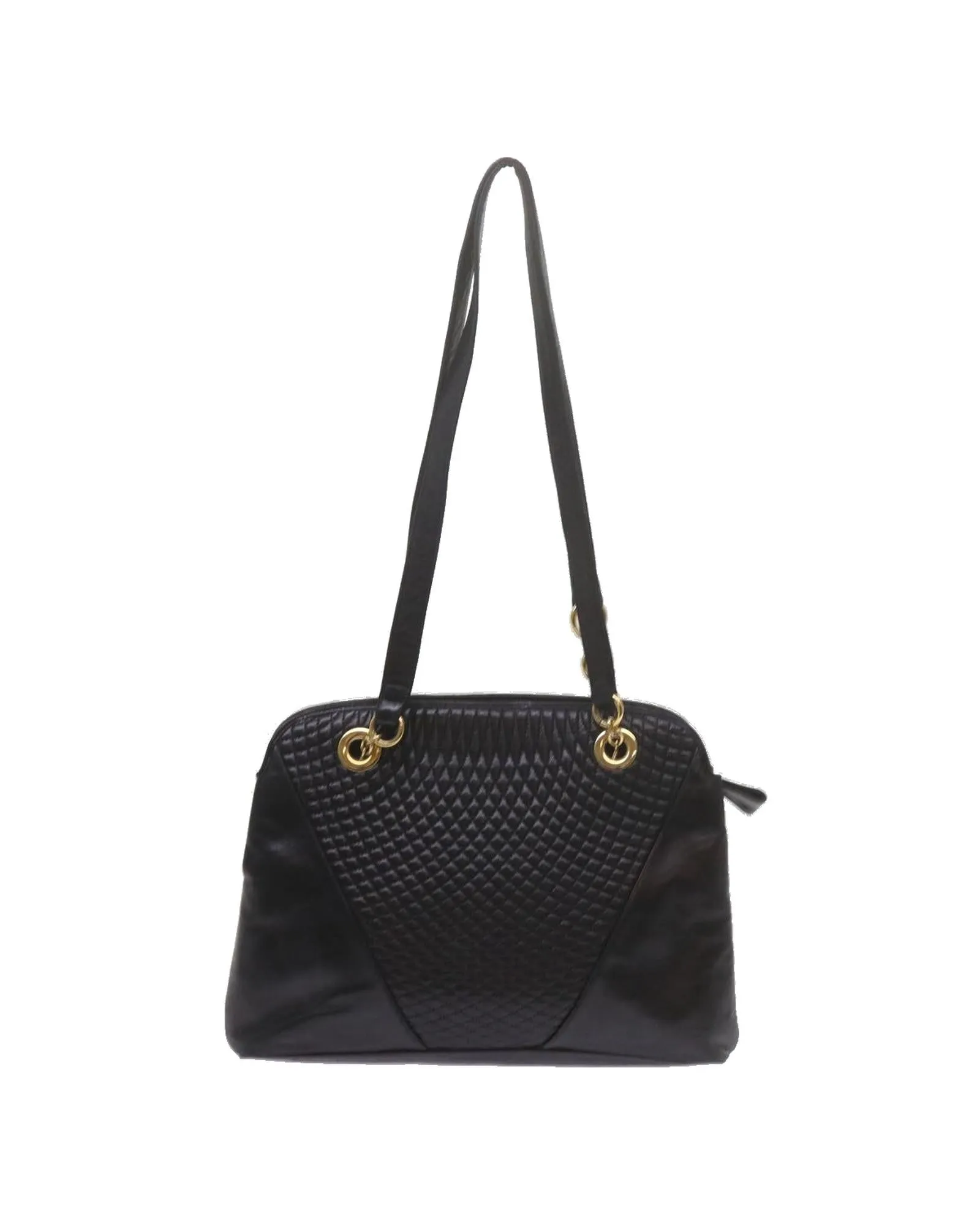 Matelasse Leather Shoulder Bag in Black