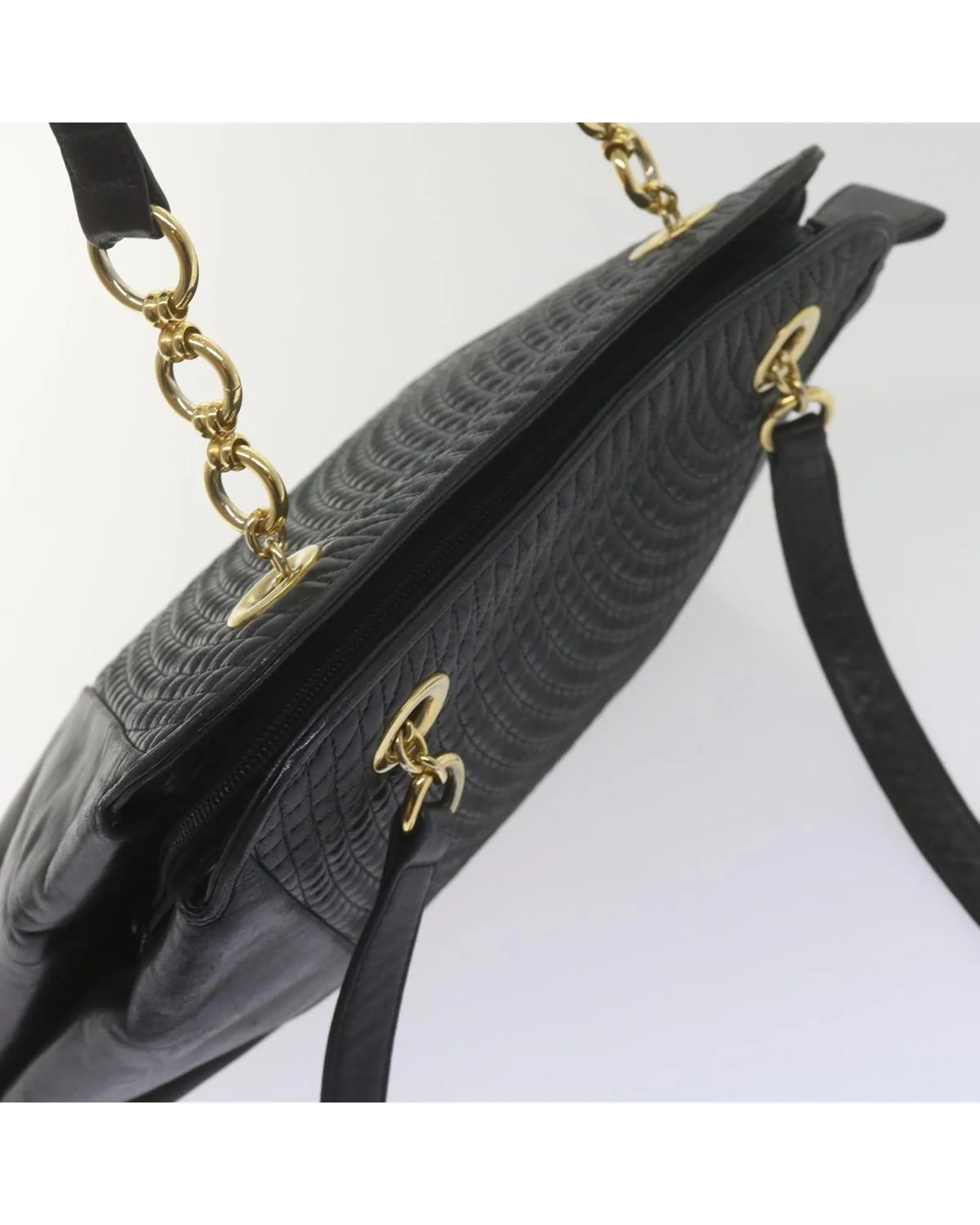 Matelasse Leather Shoulder Bag in Black