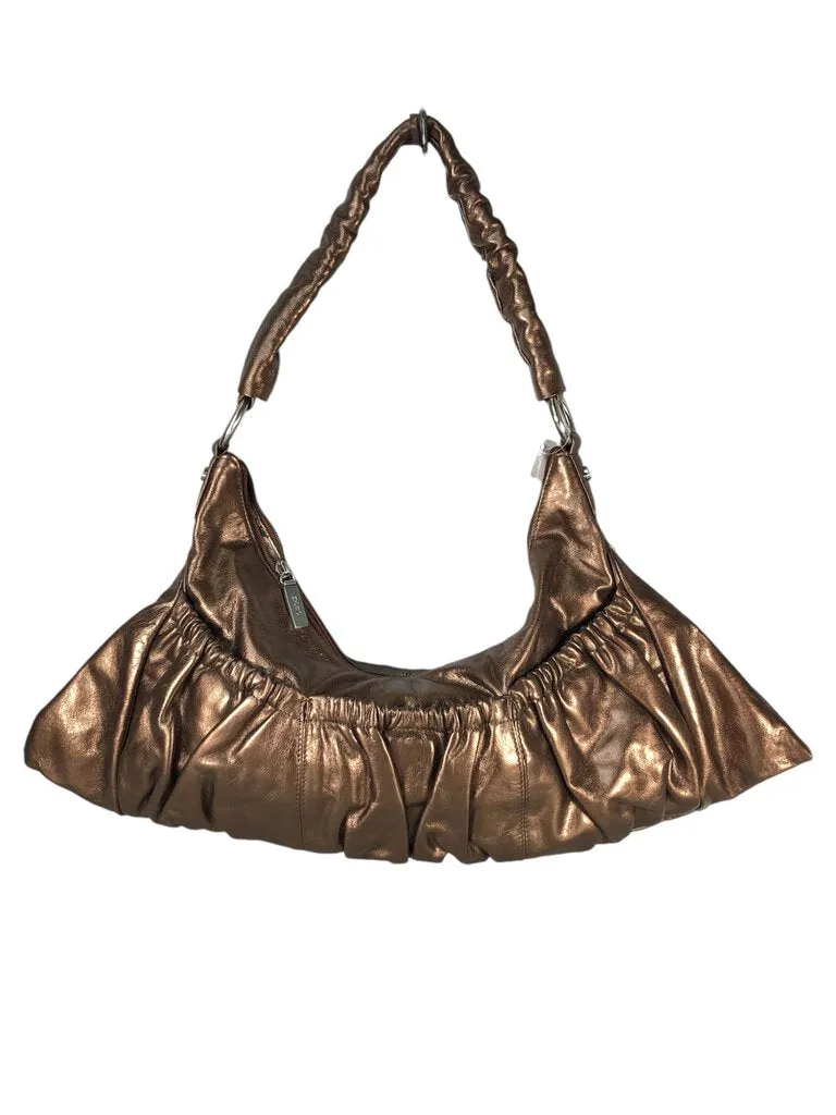 Metallic Zip Top Handbag w/ Front Pockets