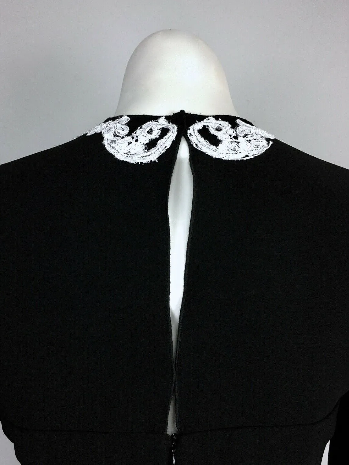 Michael Faircloth Size 14 Black & White Lace Applique Shirt