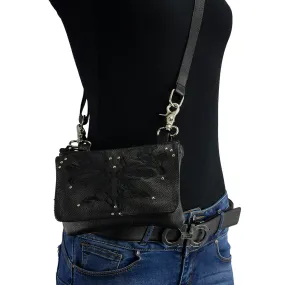 Milwaukee Leather MP8852 Women's Black Leather Multi Pocket Belt Bag