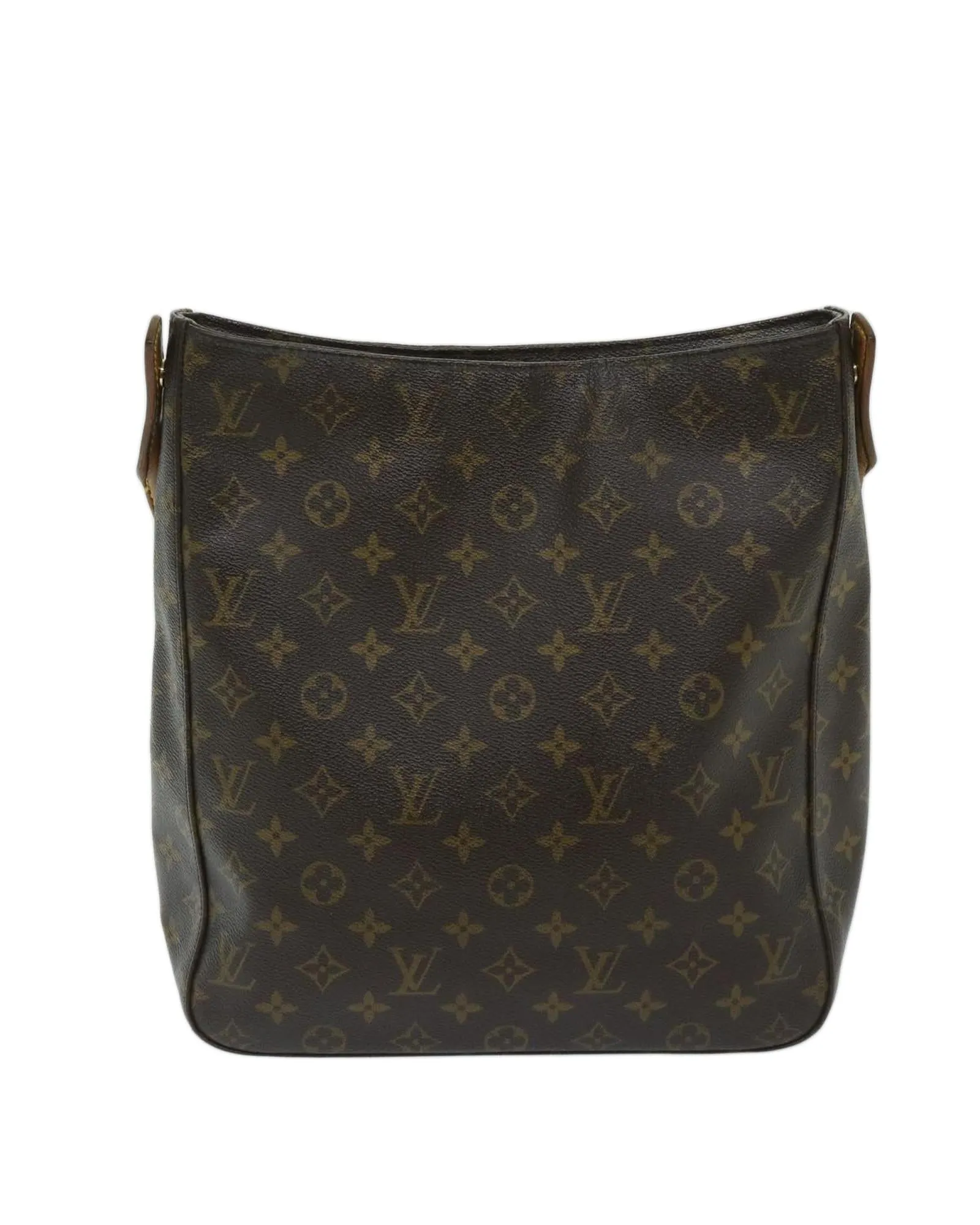 Monogram Canvas Shoulder Bag with Shoulder Drop and Multiple Compartments