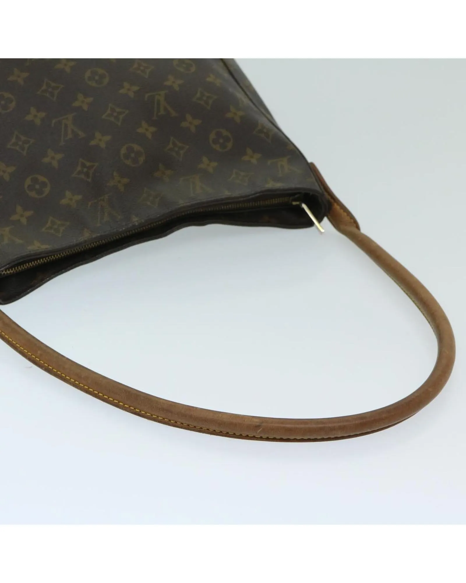 Monogram Canvas Shoulder Bag with Shoulder Drop and Multiple Compartments